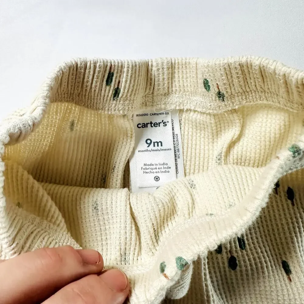 Carter's Baby 2-Piece Tree Print Thermal Bodysuit Pant Set Sz 9m